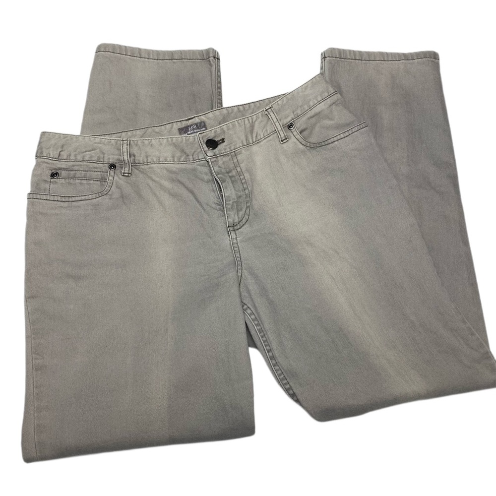 J Jill Grey Denim Jeans Authentic Fit Below Waist Straight Leg Petite 12 Stretch